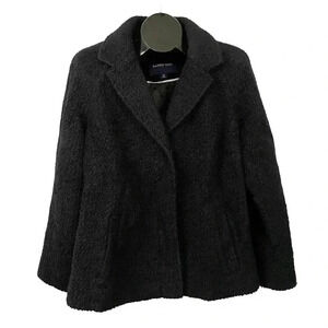 Lands' End Black Jacket Coat Blazer Wool Blend Sz 14 Lined